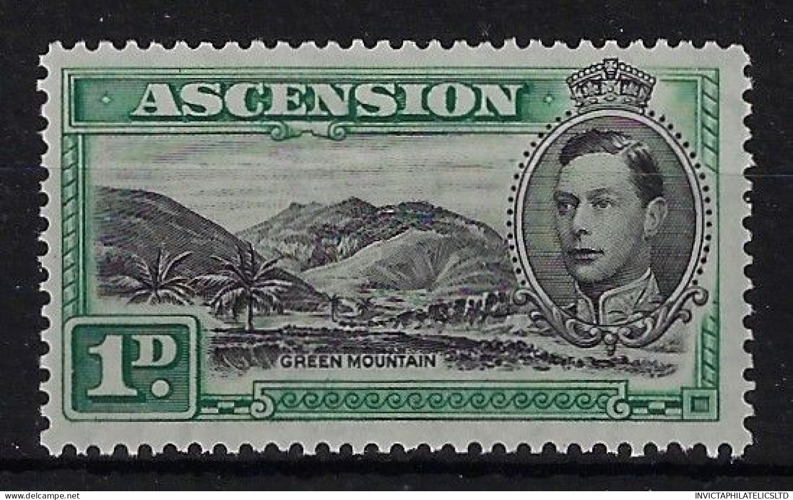 ASCENSION SG39, 1D GREEN MOUNTAIN, MOUNTED MINT - Ascension