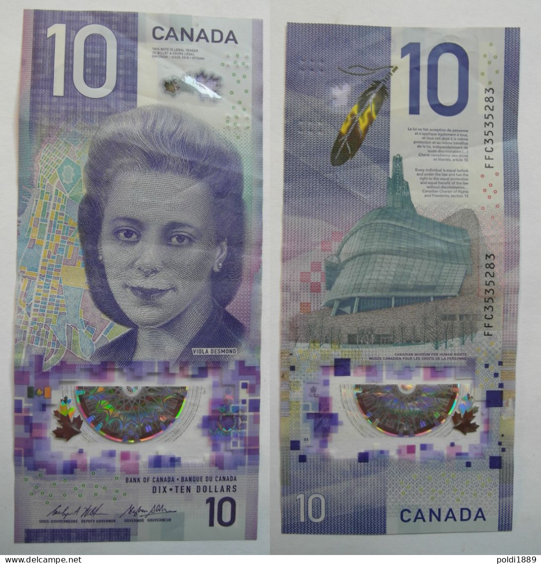 Kanada Canada 10 Dollars 2018 Viola Desmond Polymer UNC Gebraucht Mit Falzen - Canada