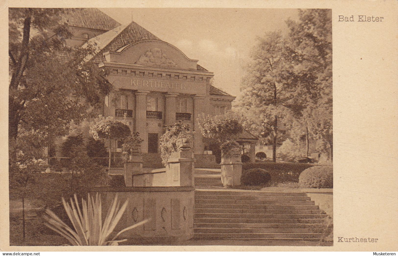 Deutsches Reich PPC Bad Elster. Kurtheater. Phot. Hugo Becher Verlag Fischer & Wittig, Leipzig BAD ELSTER 1925 (2 Scans) - Bad Elster