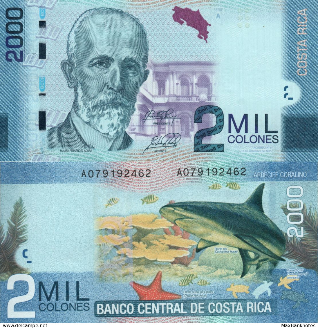 Costa Rica / 2.000 Colones / 2015 / P-275(c) / UNC - Costa Rica