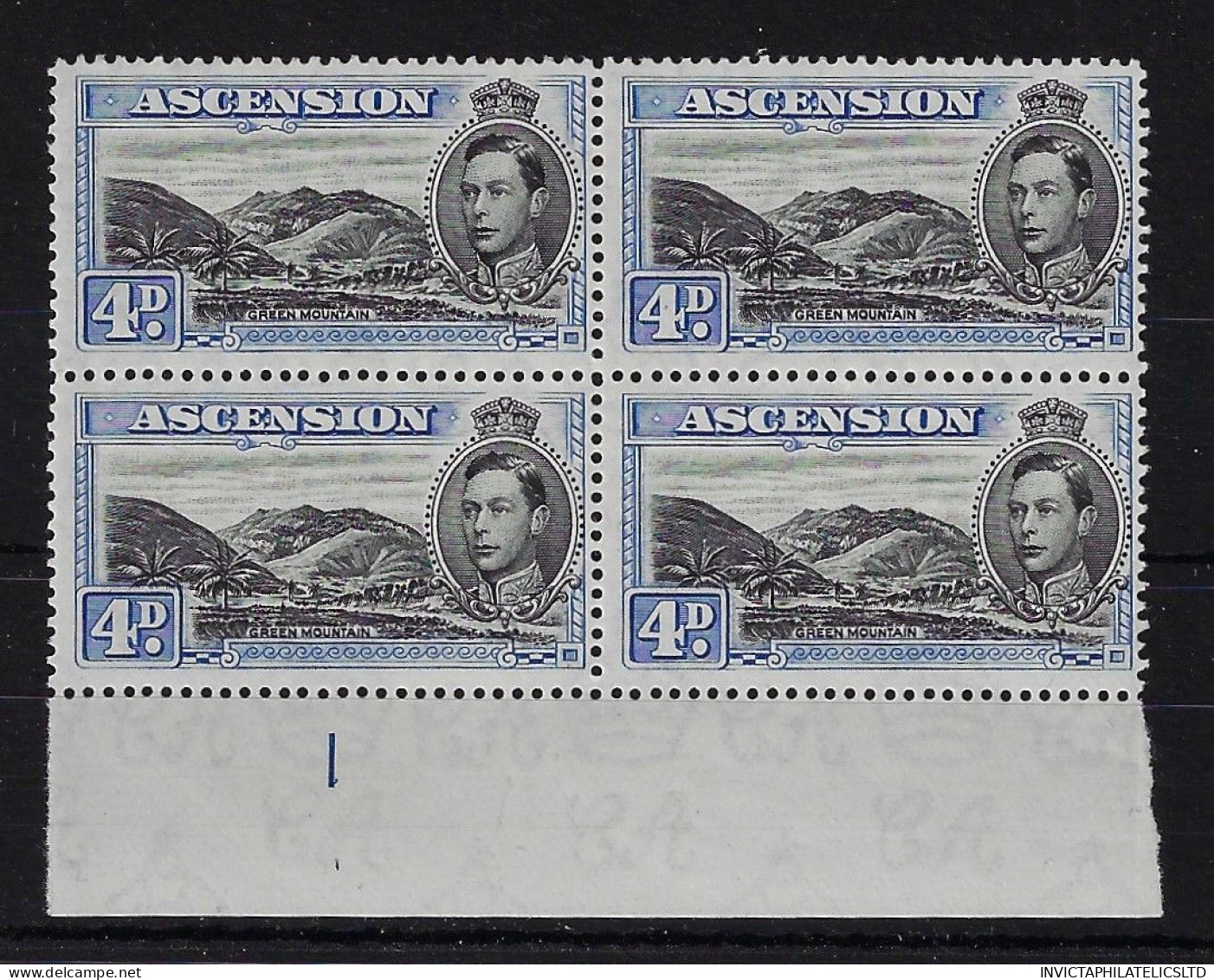 ASCENSION SG42C, 4D BLACK & ULTRAMARINE MNH BLOCK - Ascension