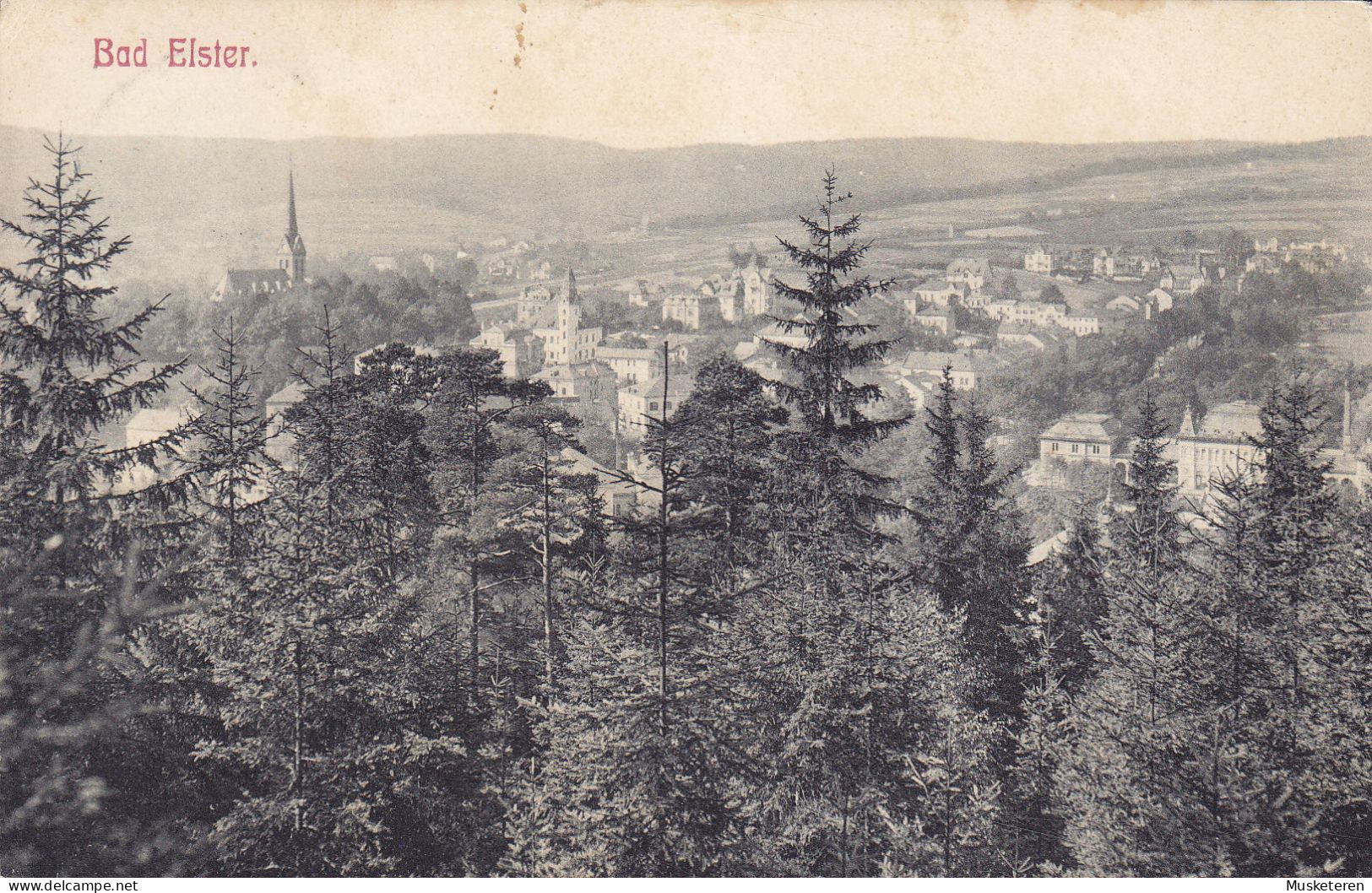 Deutsches Reich PPC Bad Elster. Panorama. Hermann Poy, Dresden. BAD ELSTER 1910 (2 Scans) - Bad Elster