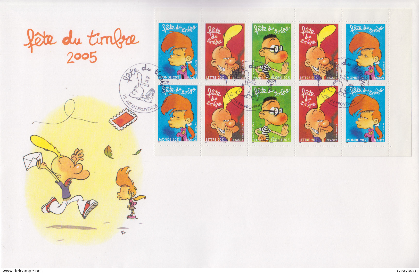 Enveloppe  FDC  Grand  Format  1er  Jour   FRANCE   Bande  Carnet     TITEUF      FETE  DU  TIMBRE    2005 - 2000-2009