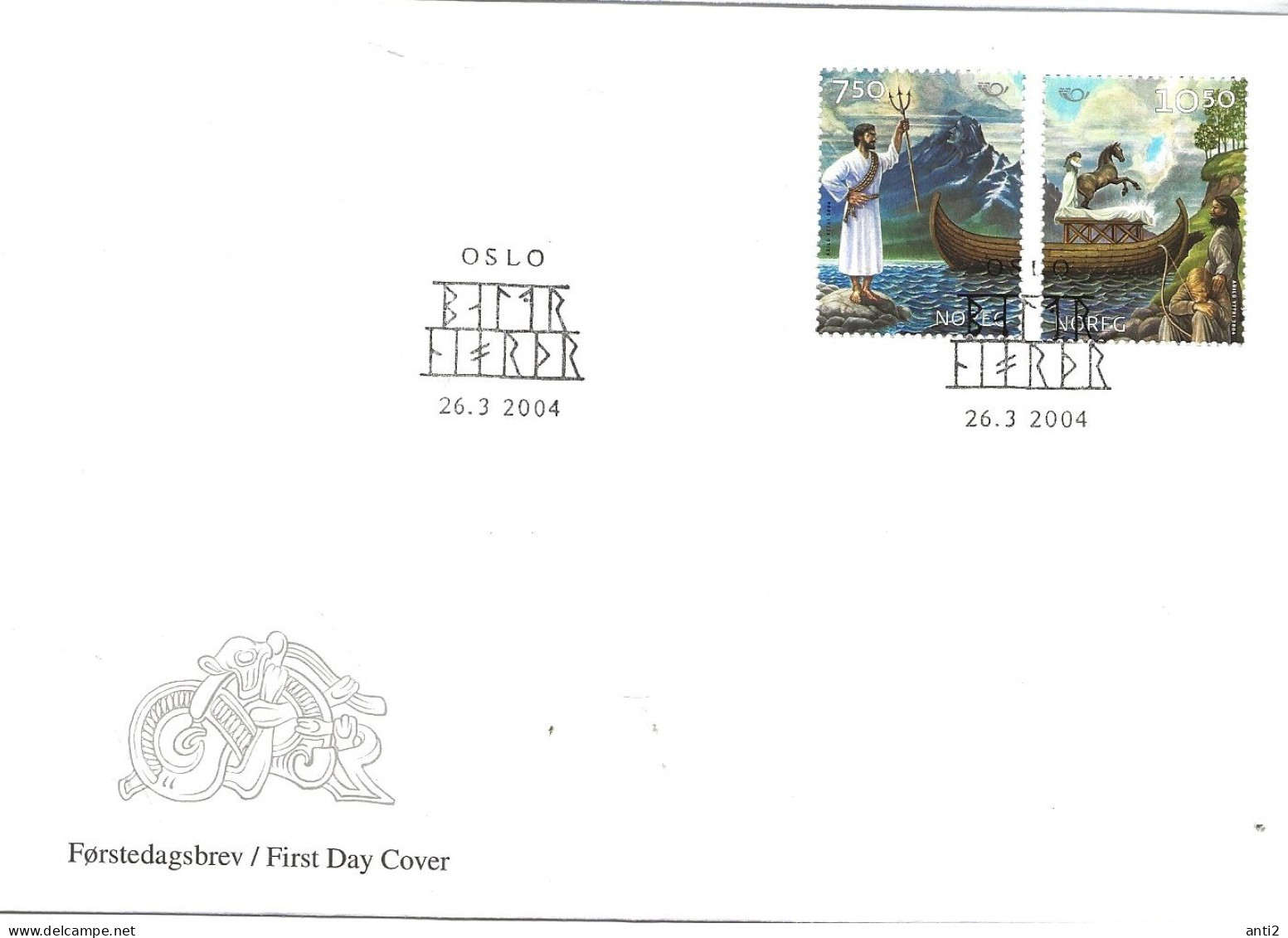 Norway  2004 NORTH: Nordic Myths (I)  Sea God Njord And Balders Burial, Mi 1500-1501 FDC - FDC