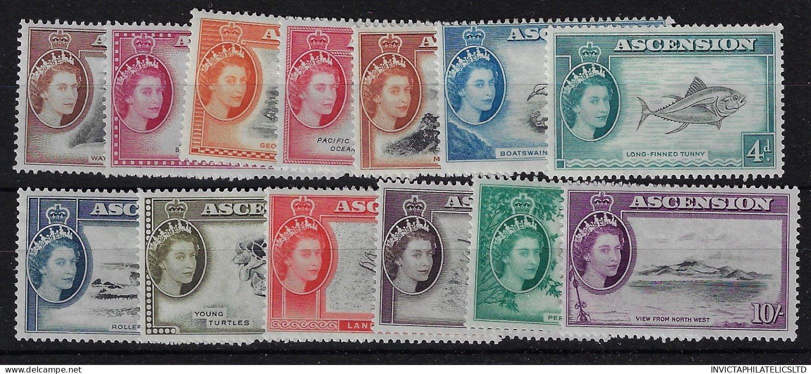 ASCENSION SG57/69, 1956 DEFINITIVES FRESH MOUNTED MINT - Ascension