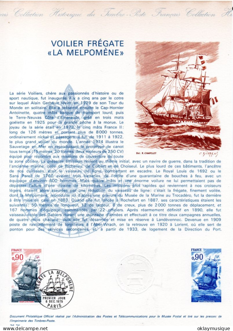 1975 06-12 (voilier Frégate ¨la Melpomène)¨ - Documents De La Poste