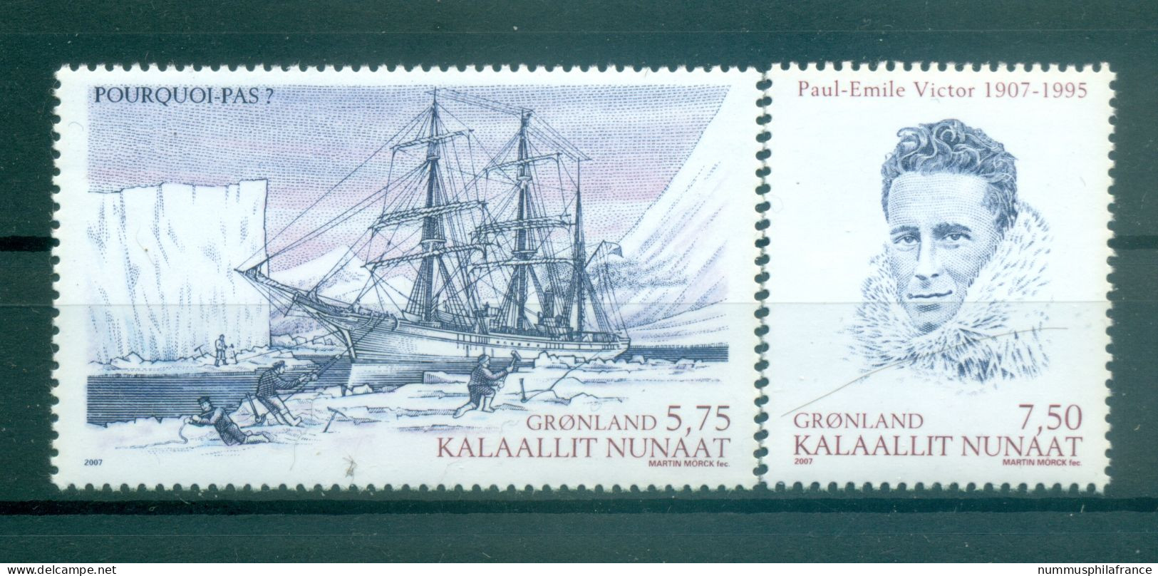 Groenland   2007 - Y & T N. 475/76 - Paul-Emile Victor  (Michel N. 496/97) - Unused Stamps