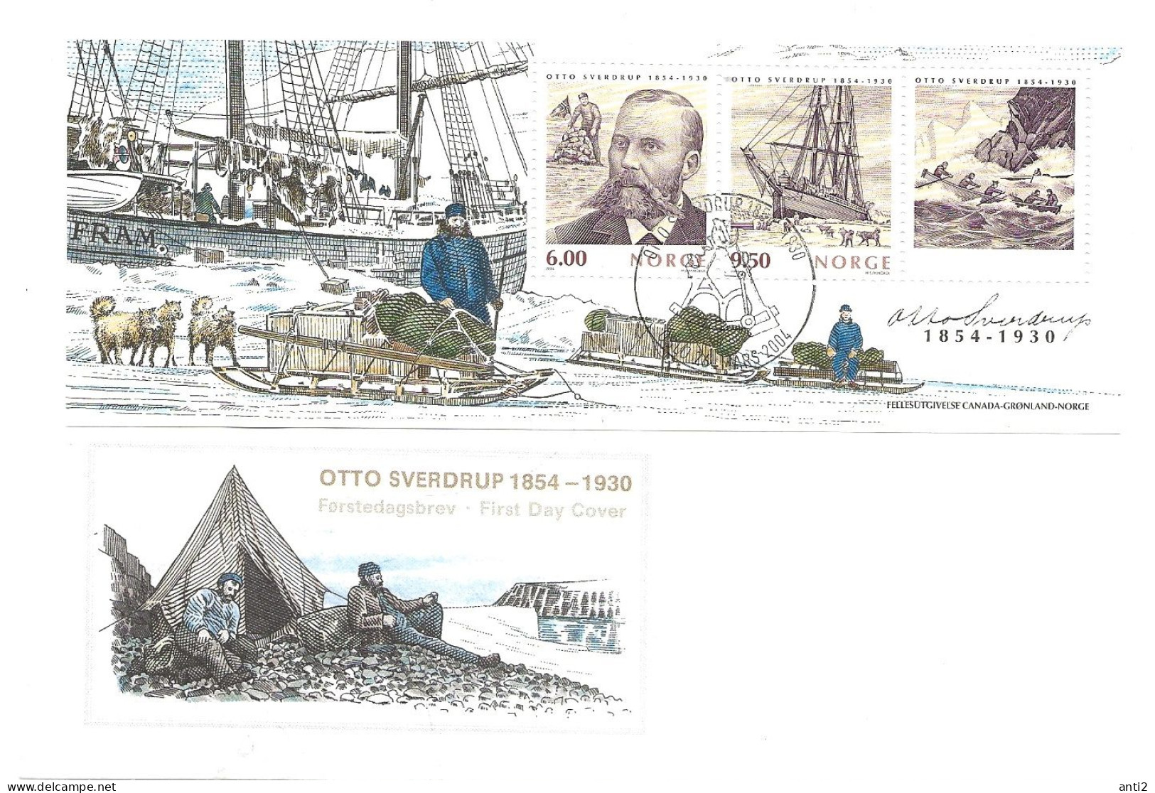 Norway  2004  150th Birth Anniversary Of Polar Explorer Otto Sverdrup,  Polar Ship "Fram", Mi Bloc 26 FDC - FDC