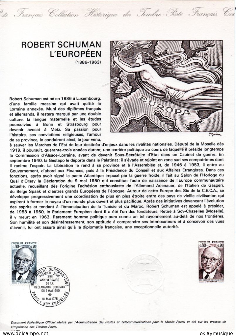 1975 09-05 (robert Schuman L'européen 1886-1963) - Documents De La Poste