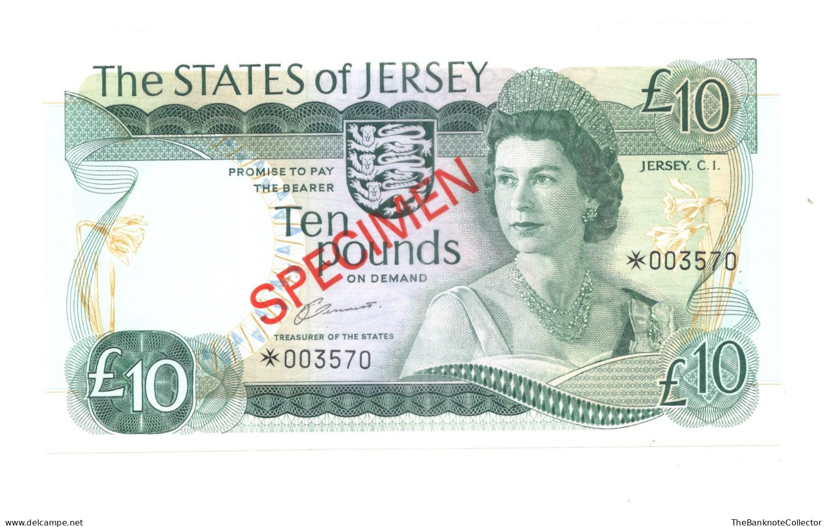 Jersey 10 Pounds Specimen QEII ND 1976 P-13s UNC - Jersey