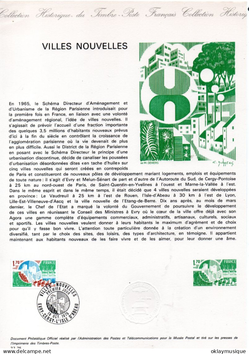 1975 18-10 (villes Nouvelles) - Documents De La Poste