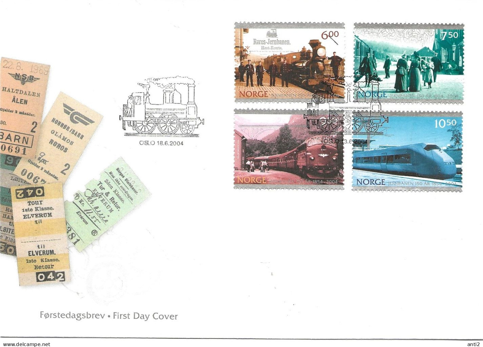Norway  2004   150th Anniversary Of Railways In Norway. Koppang Train, Dovre And Flatmark Station, , Mi 1507 - 1510 FDC - FDC