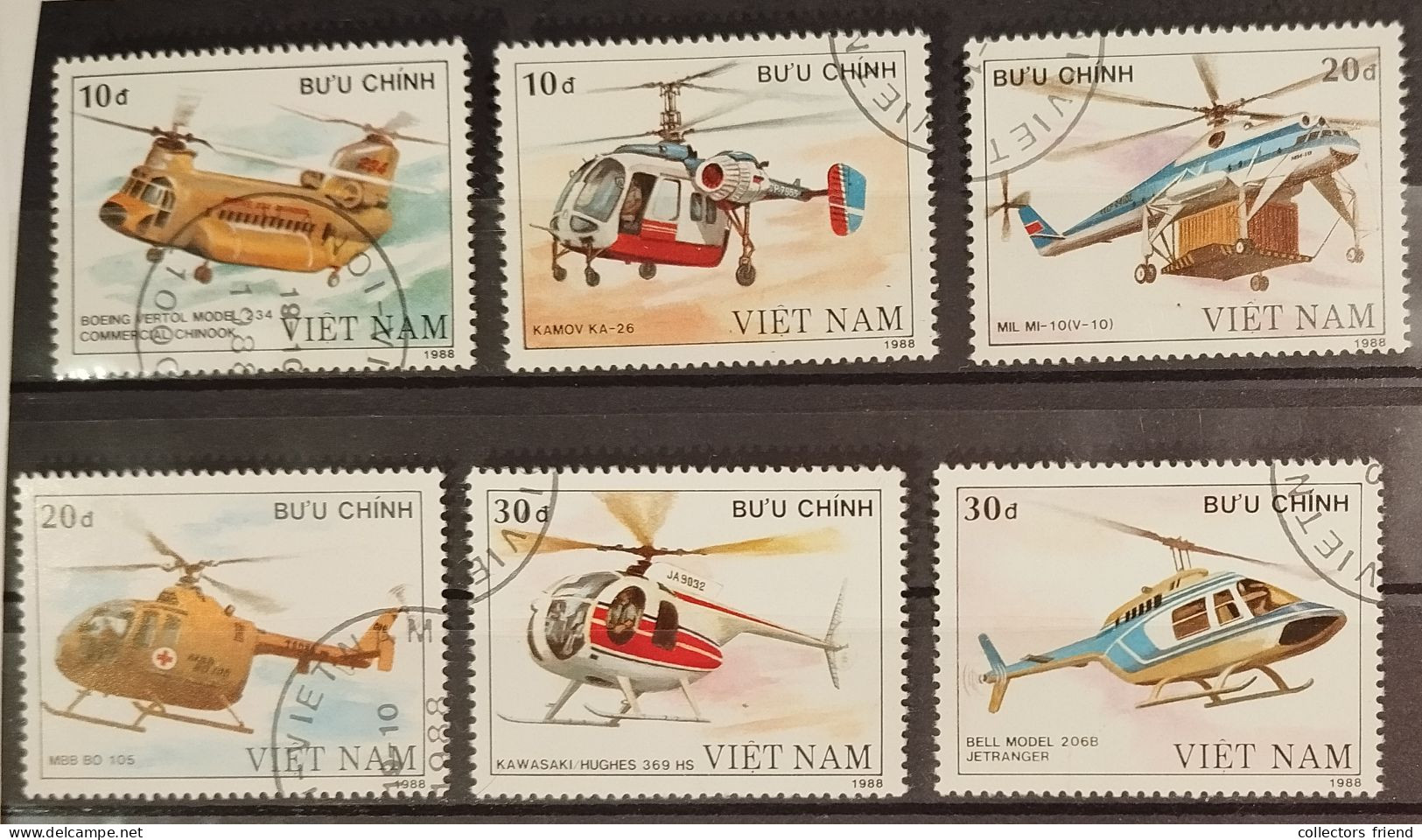 VIETNAM - 1988 - HELICOPTERS - 6 Stamps -  Used - Hélicoptères