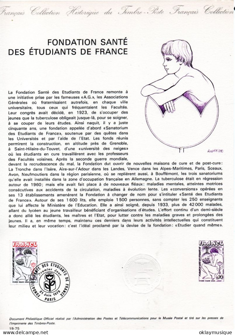 1975 21-06 (fondation Santé Des étudiants De France) - Documents De La Poste