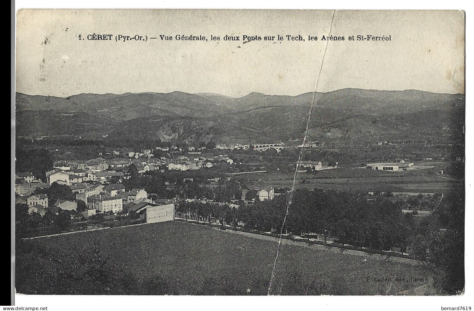 66 Ceret - Vue Generale , Les Deux Ponts Sur Le Tech,les Arenes Et Saint Ferreol - Ceret