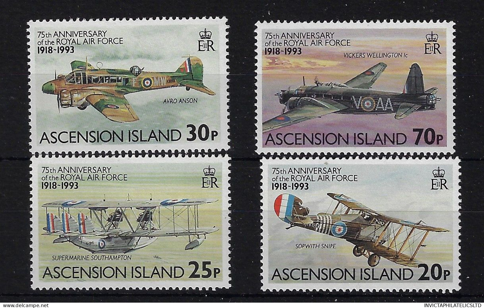 ASCENSION SG595/8, 1993 R.A.F. 75TH ANNIVERSARY SET MNH - Ascensión