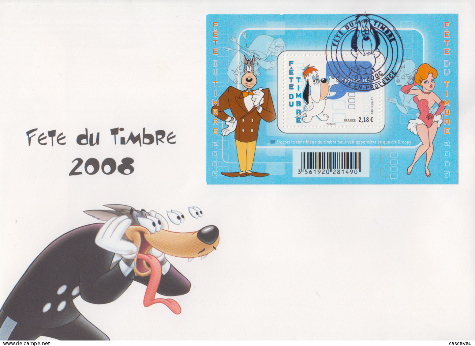 Enveloppe  FDC  1er  Jour   FRANCE  Bloc  Feuillet   TEX  AVERY   Fête  Du  Timbre   AIX  EN  PROVENCE   2008 - 2000-2009