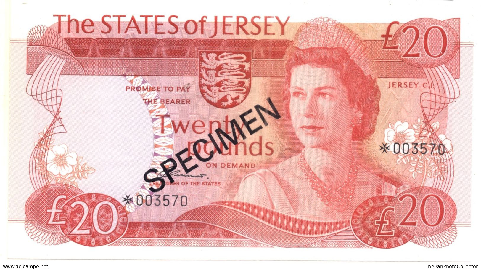 Jersey 20 Pounds Specimen QEII ND 1976 P-14s UNC - Jersey