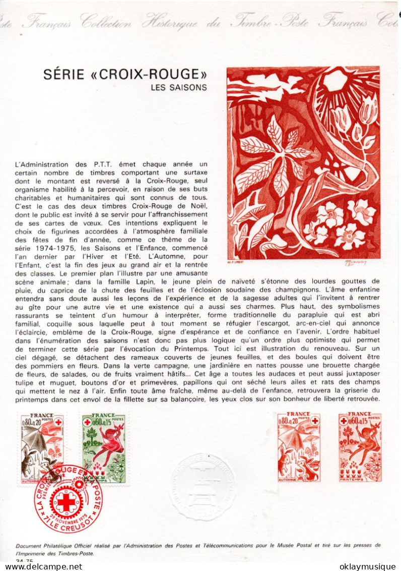 1975 29-11 (serie-croix Rouge Les Saisons) - Documents De La Poste