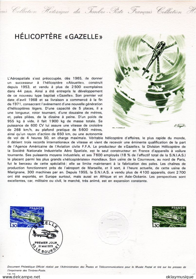 1975 31-05 (hélicoptère Gazelle) - Documents De La Poste