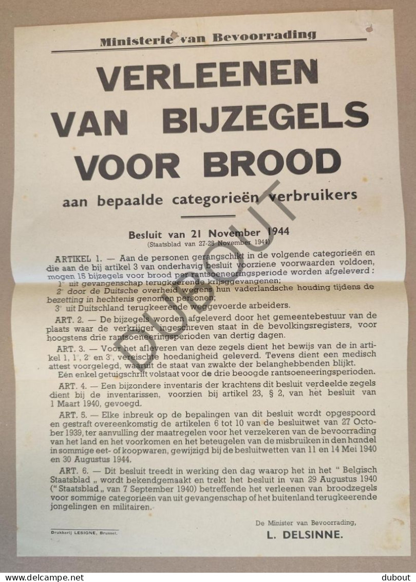 WOII - Affiche - 1944 Bijzegels Voor Brood Voor Bepaalde Gebruikers (P384) - Posters