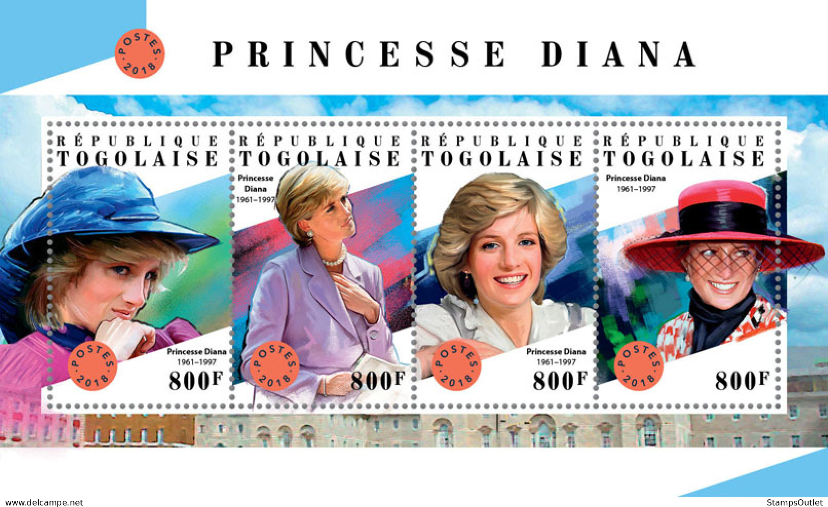 TOGO 2018 MNH  Princess Diana  Michel Code: 9126-9129. Yvert&Tellier Code: 6348-6351 - Togo (1960-...)