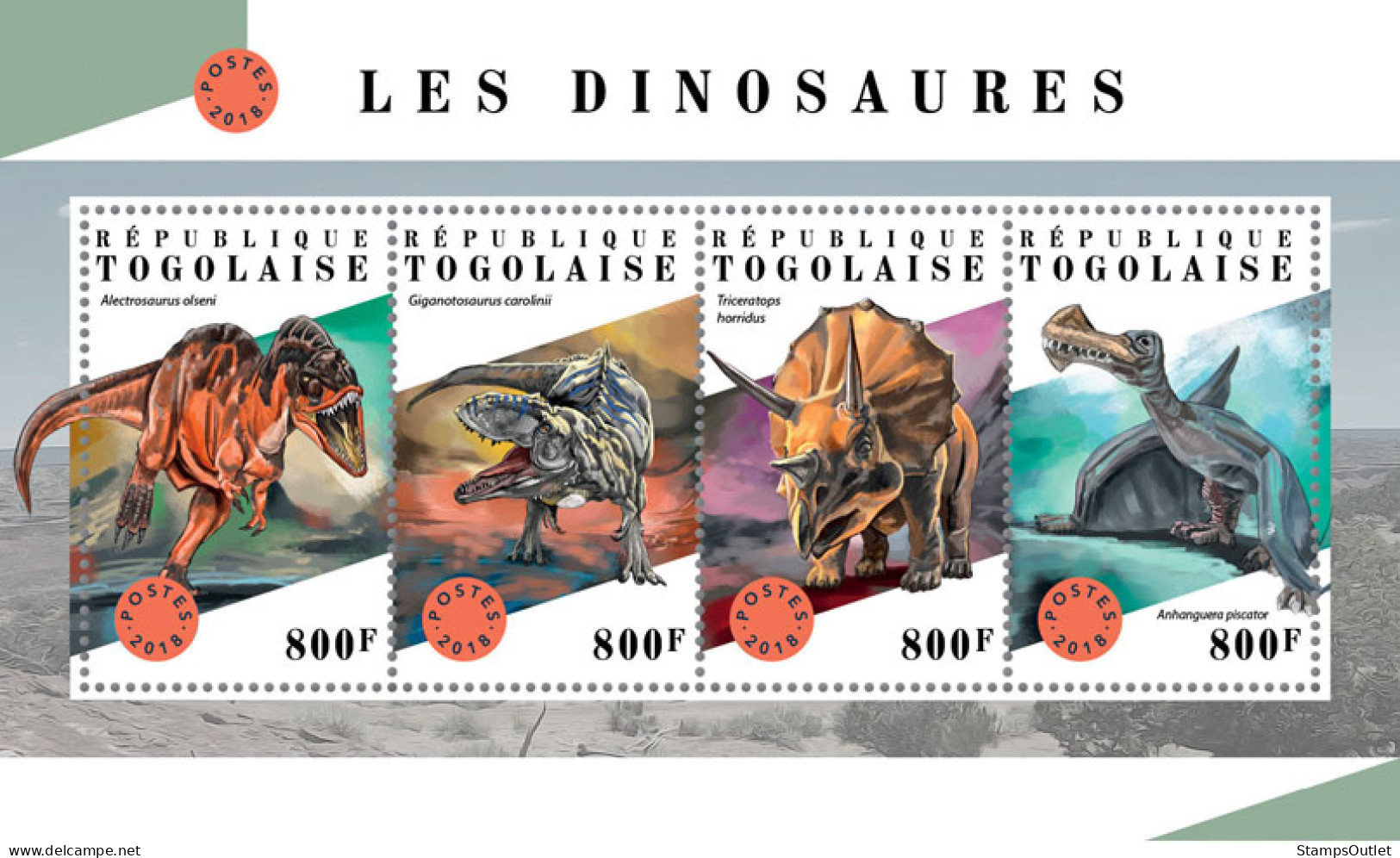 TOGO 2018 MNH  Dinosaurs  Michel Code: 9036-9039. Yvert&Tellier Code: 6360-6363 - Togo (1960-...)