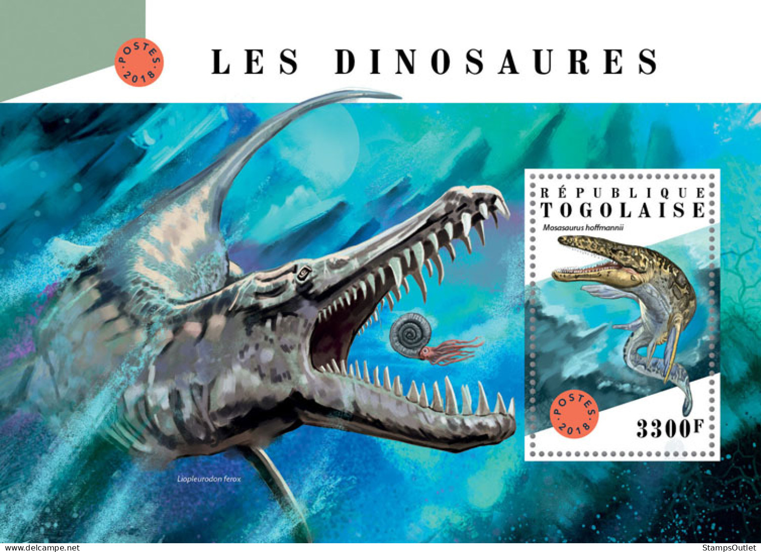 TOGO 2018 MNH  Dinosaurs  Michel Code:  9040 / Bl.1591. Yvert&Tellier Code: 1417 - Togo (1960-...)