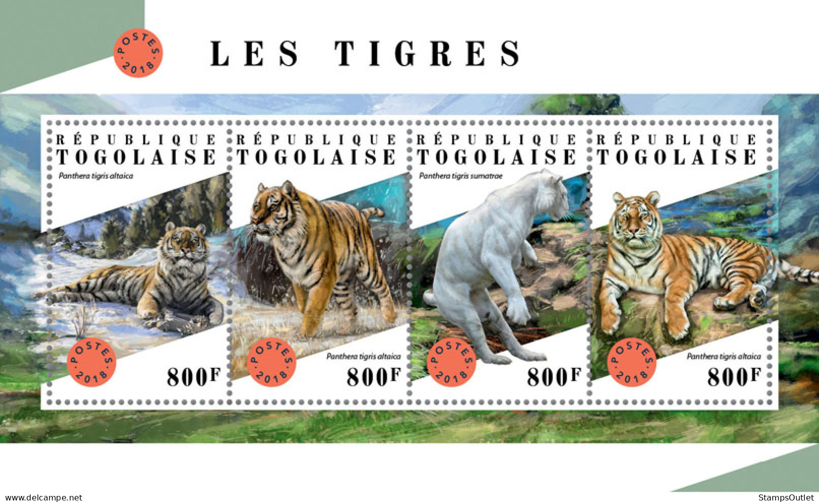 TOGO 2018 MNH  Tigers  Michel Code: 9071-9074. Yvert&Tellier Code: 6368-6371 - Togo (1960-...)