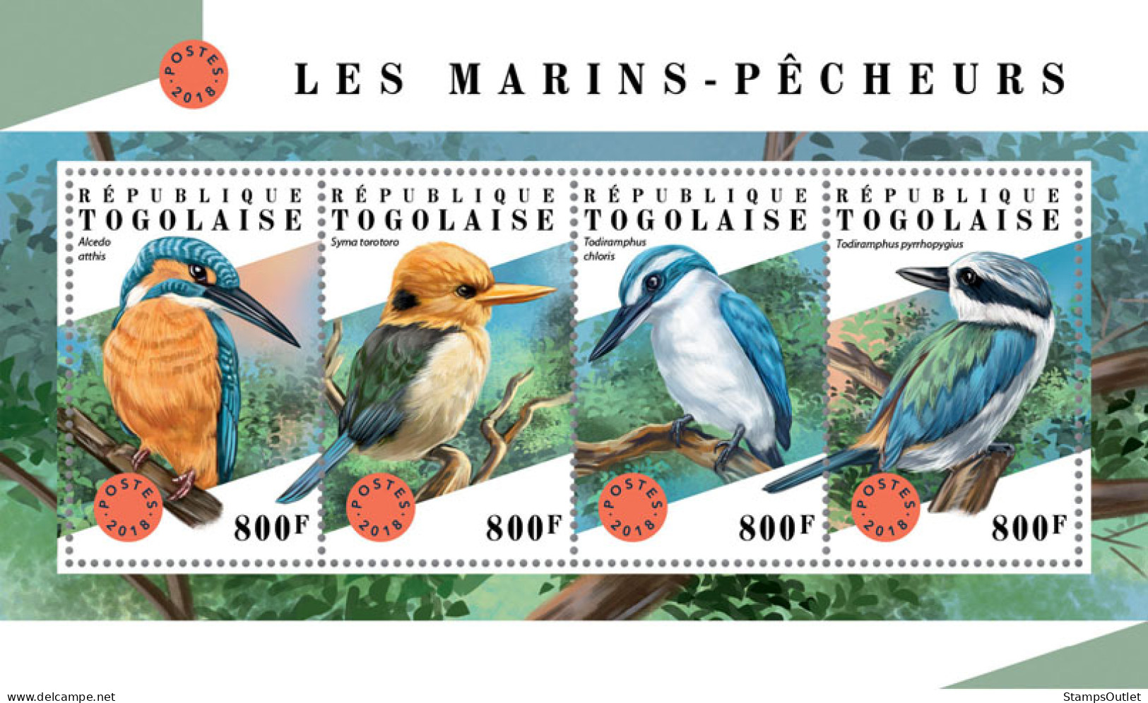 TOGO 2018 MNH  Kingfishers  Michel Code: 9046-9049. Yvert&Tellier Code: 6372-6375 - Togo (1960-...)