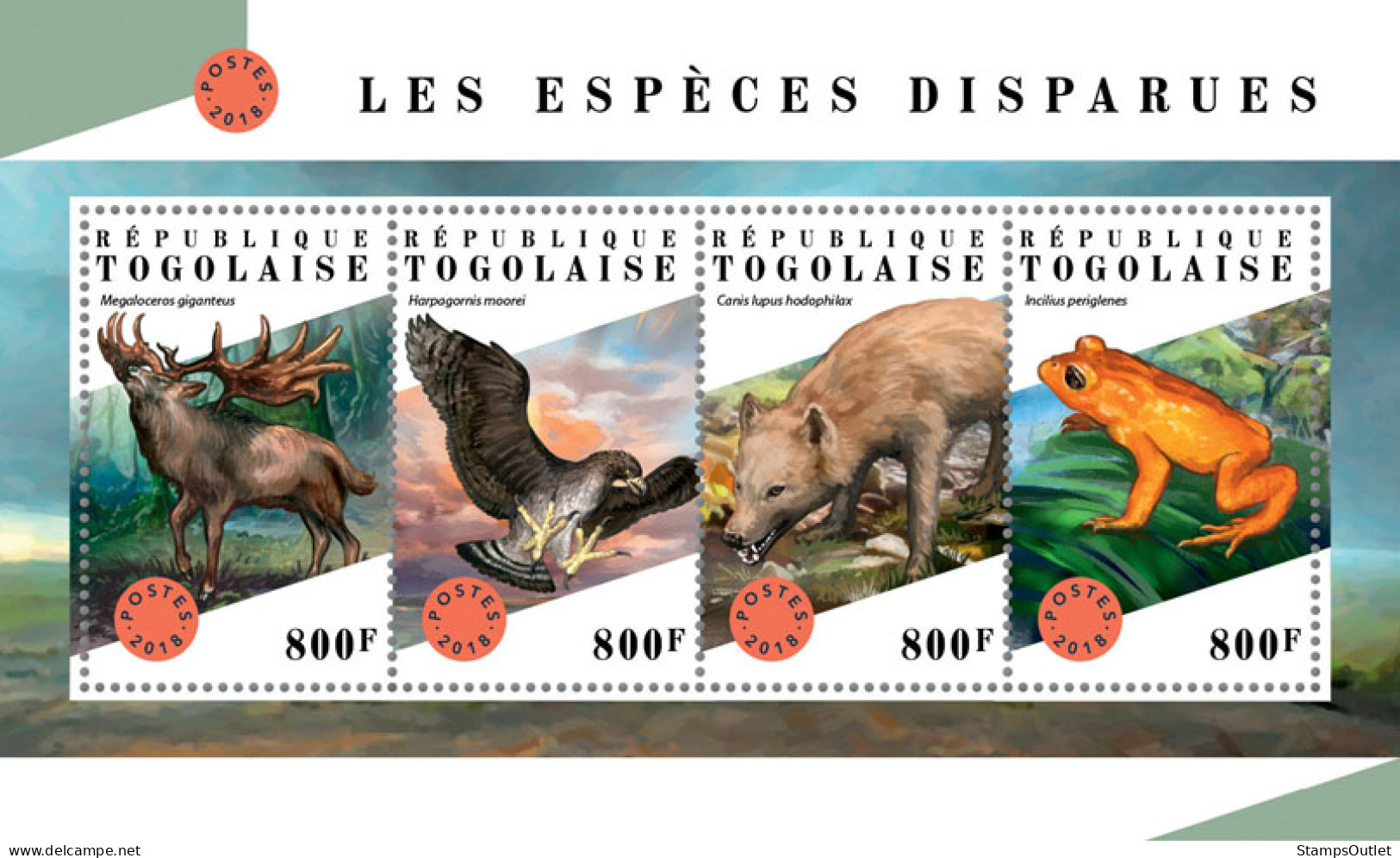 TOGO 2018 MNH  Extinct Species  Michel Code: 9051-9054. Yvert&Tellier Code: 6380-6383 - Togo (1960-...)