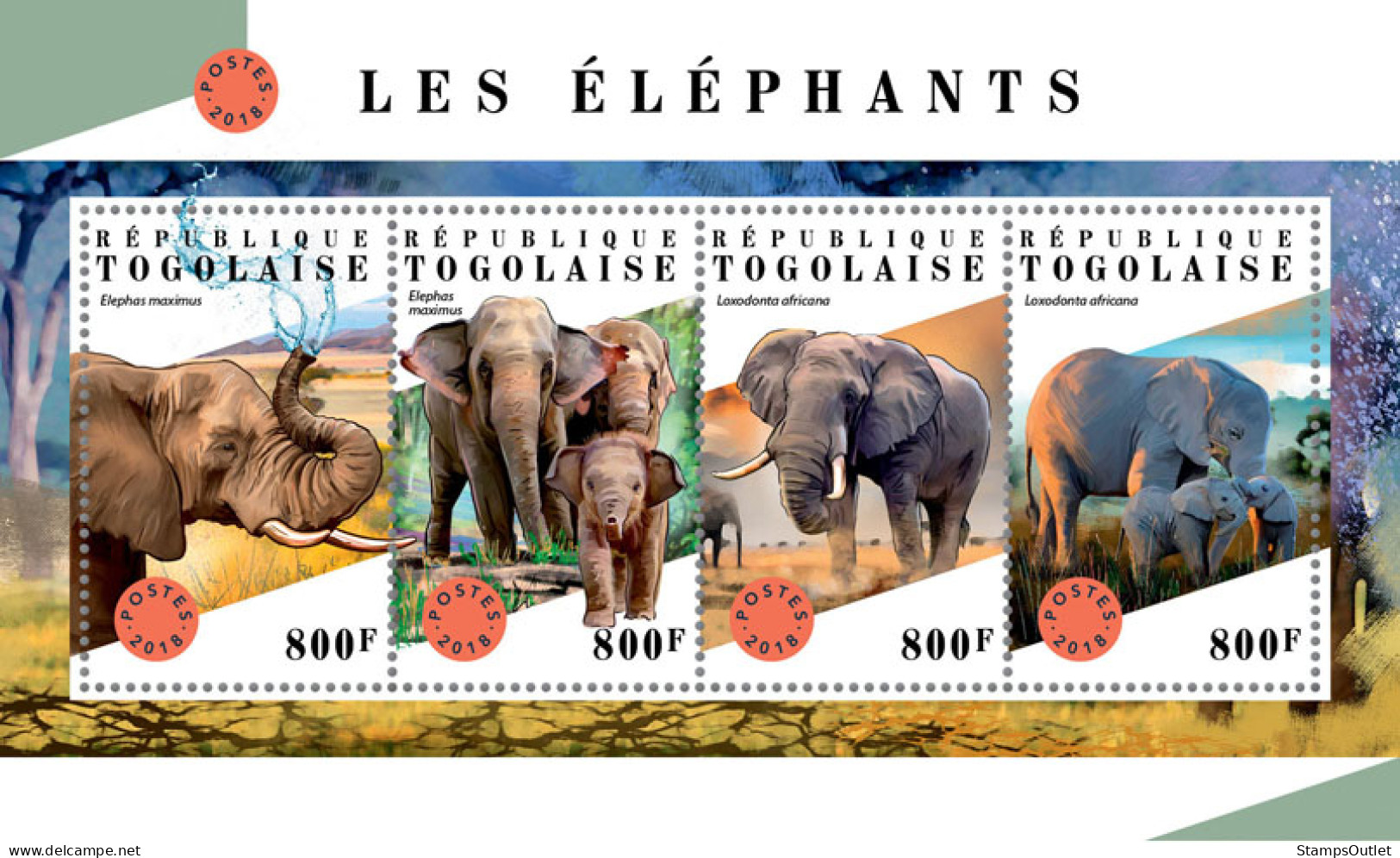 TOGO 2018 MNH  Elephants  Michel Code: 9056-9059. Yvert&Tellier Code: 6384-6387 - Togo (1960-...)