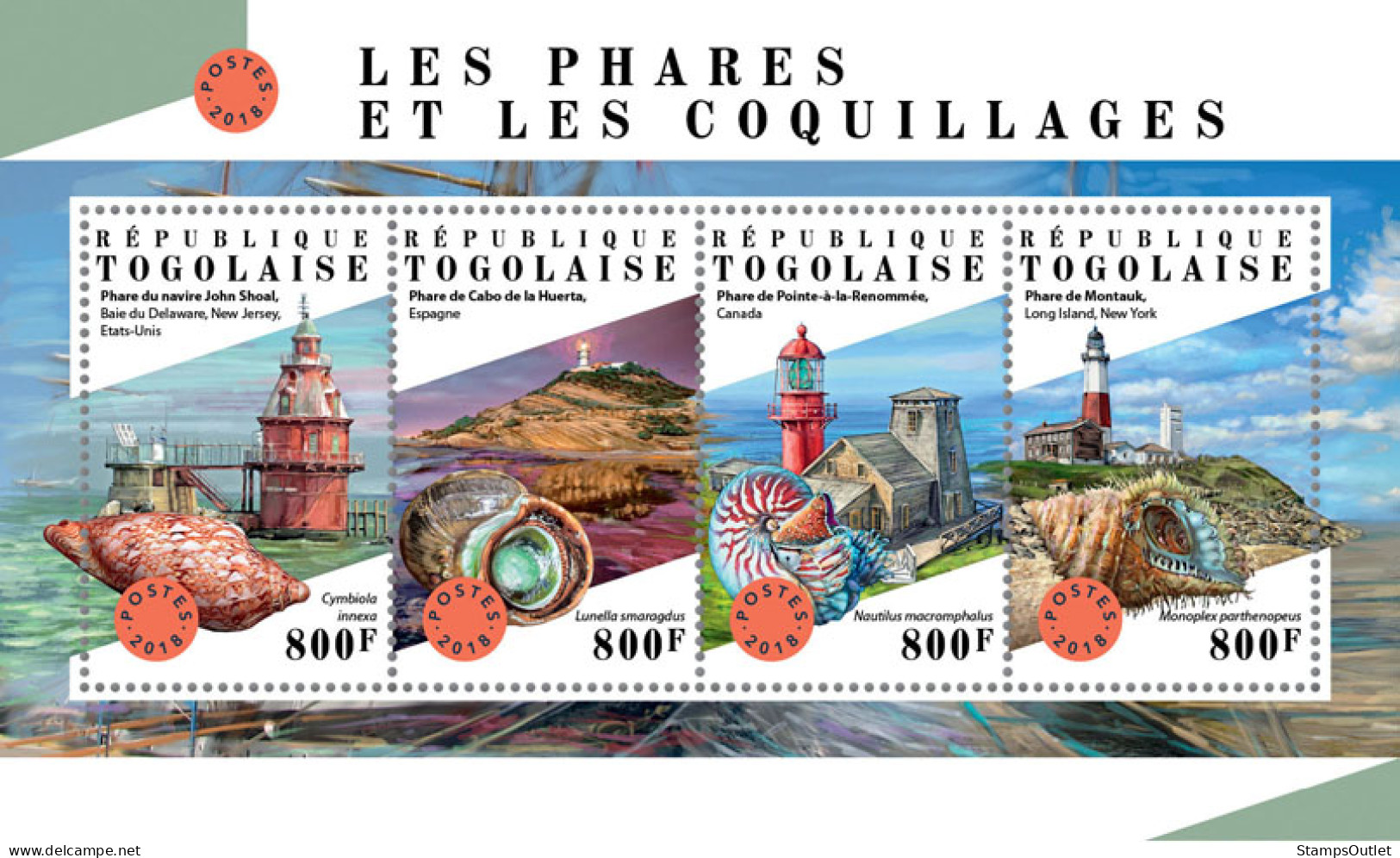TOGO 2018 MNH  Lighthouses And Shells  Michel Code: 9076-9079. Yvert&Tellier Code: 6392-6395 - Togo (1960-...)