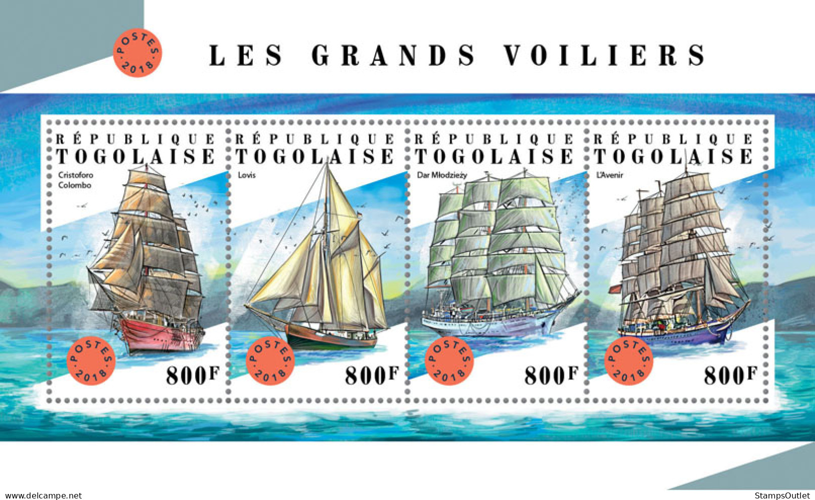 TOGO 2018 MNH  Tall Ships  Michel Code: 9081-9084. Yvert&Tellier Code: 6416-6419 - Togo (1960-...)