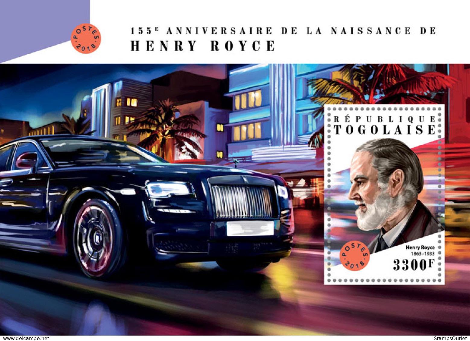 TOGO 2018 MNH  Henry Royce  Michel Code: 9105 / Bl.1604. Yvert&Tellier Code: 1433 - Togo (1960-...)