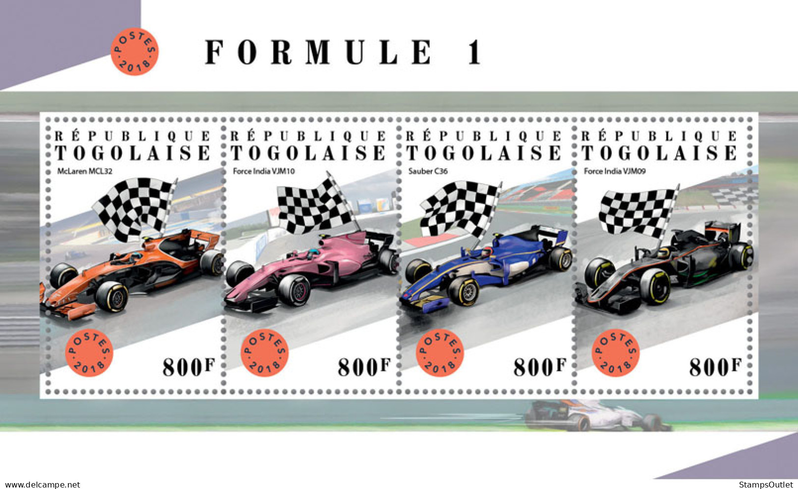 TOGO 2018 MNH  Formula 1  Michel Code: 9131-9134. Yvert&Tellier Code: 6428-6431 - Togo (1960-...)