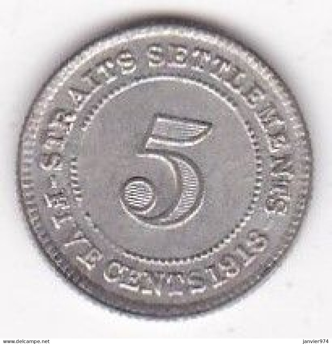 Straits Settlements , 5 Cents 1918 . George V. En Argent. KM# 31, Superbe - Malaysie