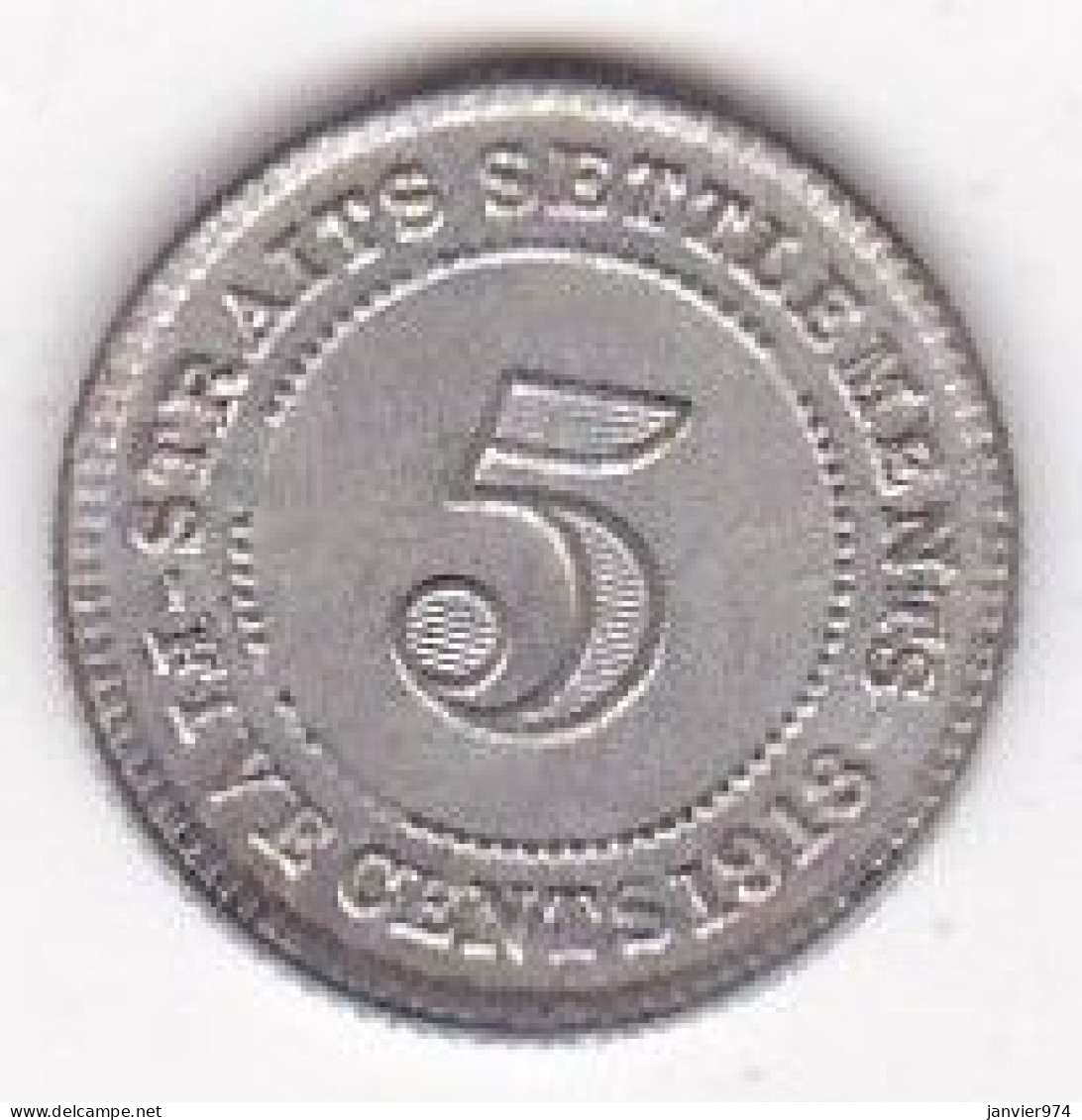 Straits Settlements , 5 Cents 1918 . George V. En Argent. KM# 31, Superbe - Malesia