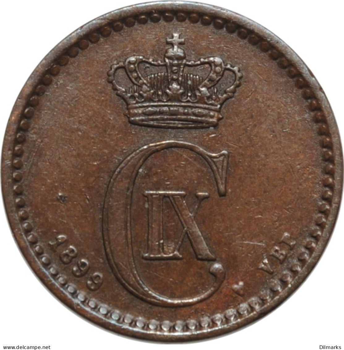 Denmark 1 Ore 1899 VBP, XF, &quot;King Christian IX (1873 - 1906)&quot; - Dinamarca