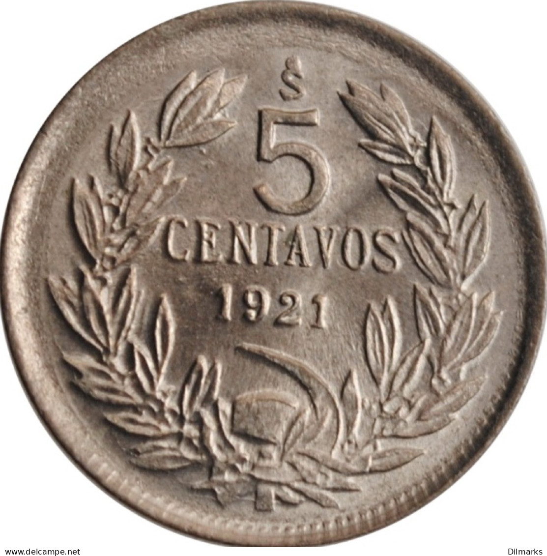 Chile 5 Centavos 1922 So, UNC, &quot;Republic Of Chile (1899 - 1959)&quot; - Chili
