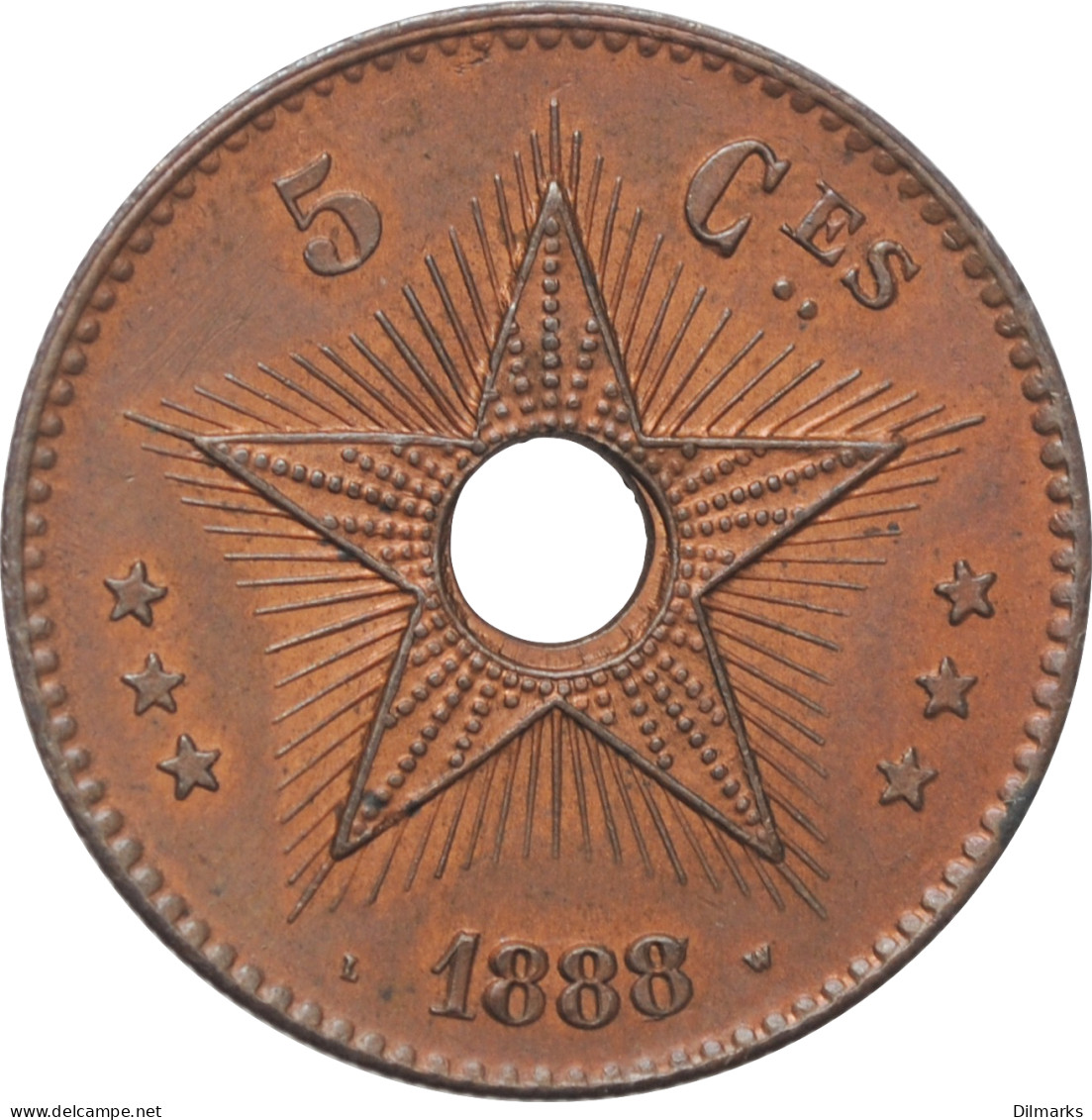 Congo Free State 5 Centimes 1888/7, UNC, &quot;King Leopold II (1865 - 1908)&quot; - Kolumbien