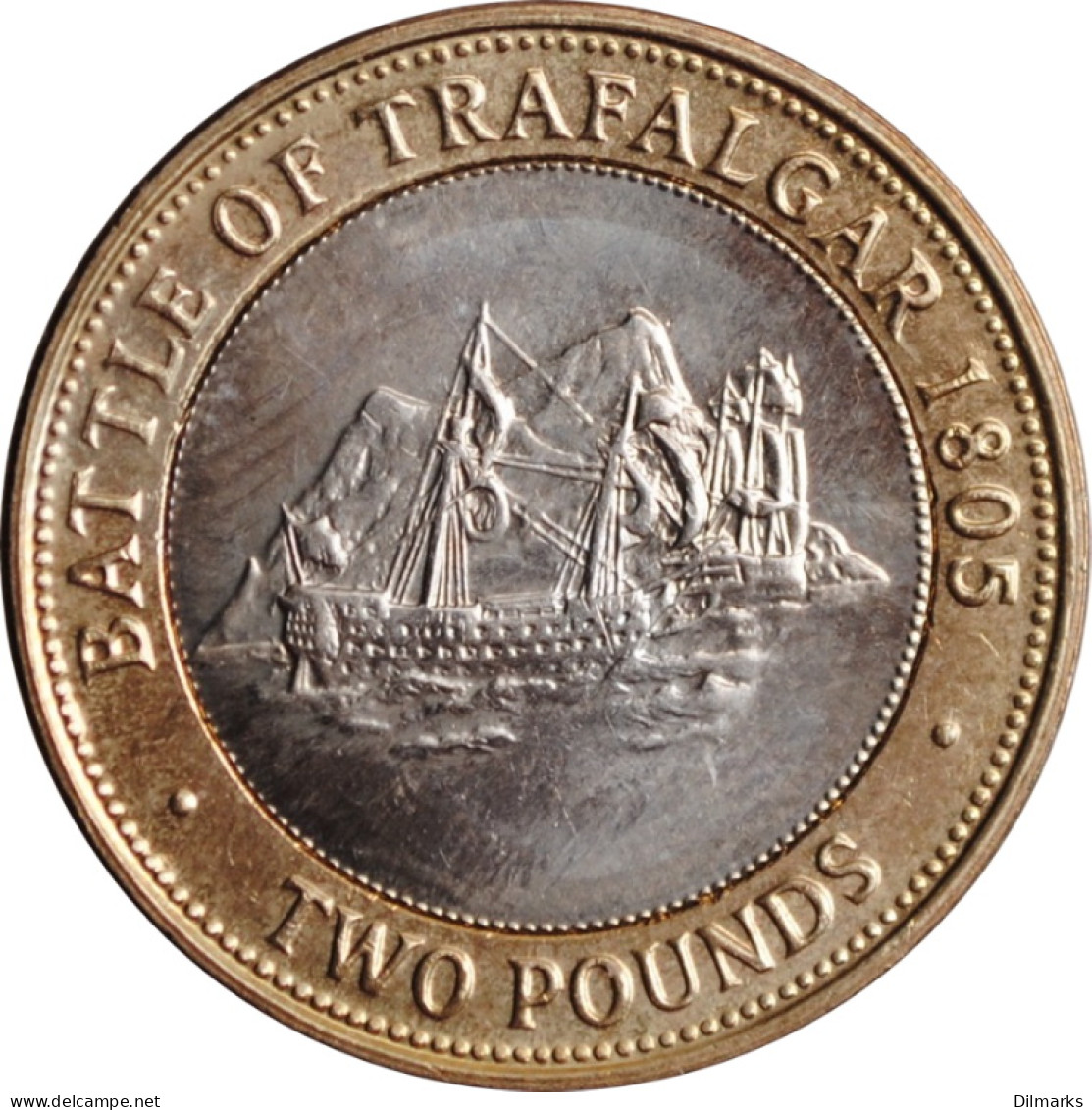 Gibraltar 2 Pounds 2005 , UNC, &quot;200th Anniversary Of The Battle Of Trafalgar&quot; - Gibraltar