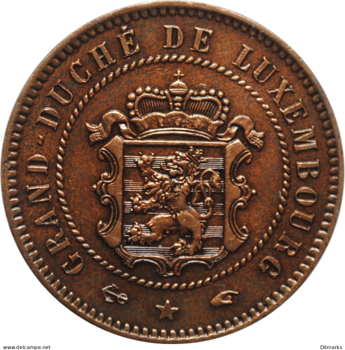 Luxembourg 5 Centimes 1860 A, AU, &quot;Grand Duke William III (1849 - 1890)&quot; - Luxemburgo