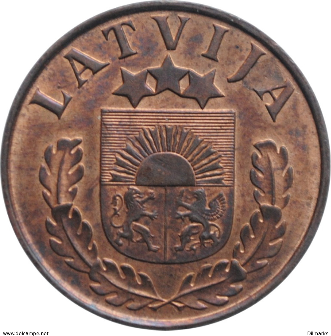 Latvia 2 Santimi 1939, UNC, &quot;First Republic (1922 - 1940)&quot; - Lettonie