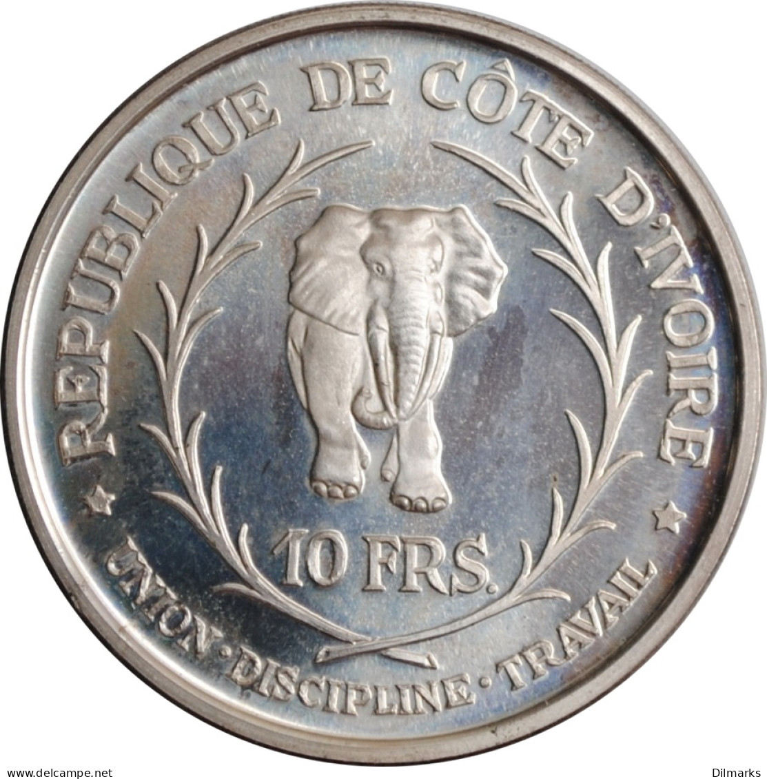Ivory Coast 10 Francs 1966, PROOF, &quot;Union, Discipline, Work&quot; - Israel