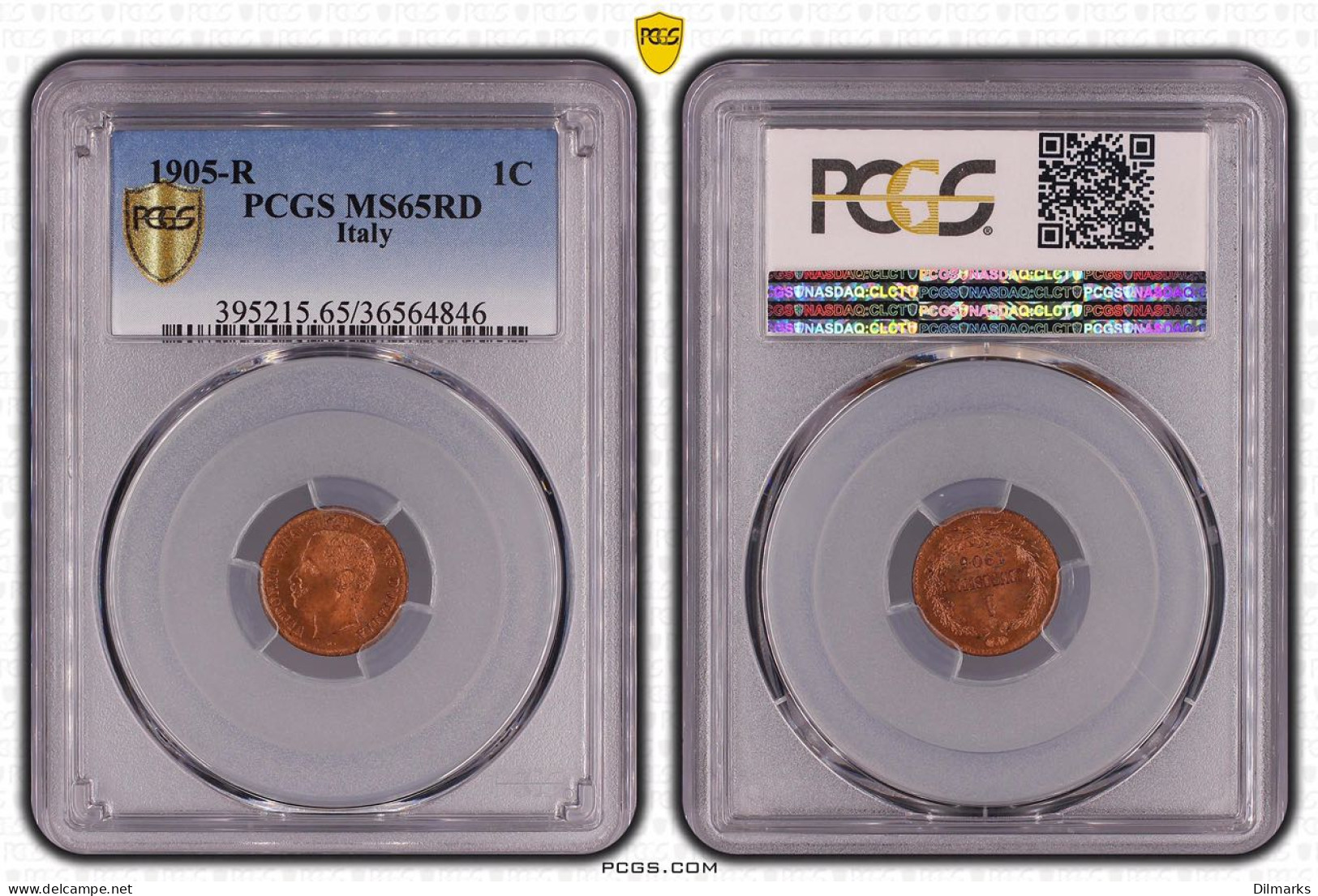 Italy 1 Centesimo 1905, PCGS MS65 RD, &quot;King Vittorio Emanuele III (1900 - 1946)&quot; - Israel