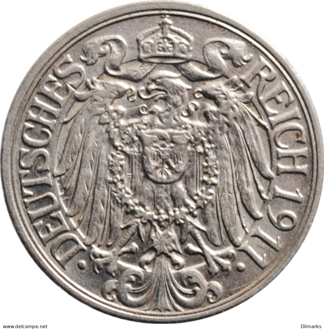 Germany 25 Pfennig 1911 E, XF, &quot;German Empire (1871 - 1922)&quot; - 2, 3 & 5 Mark Plata