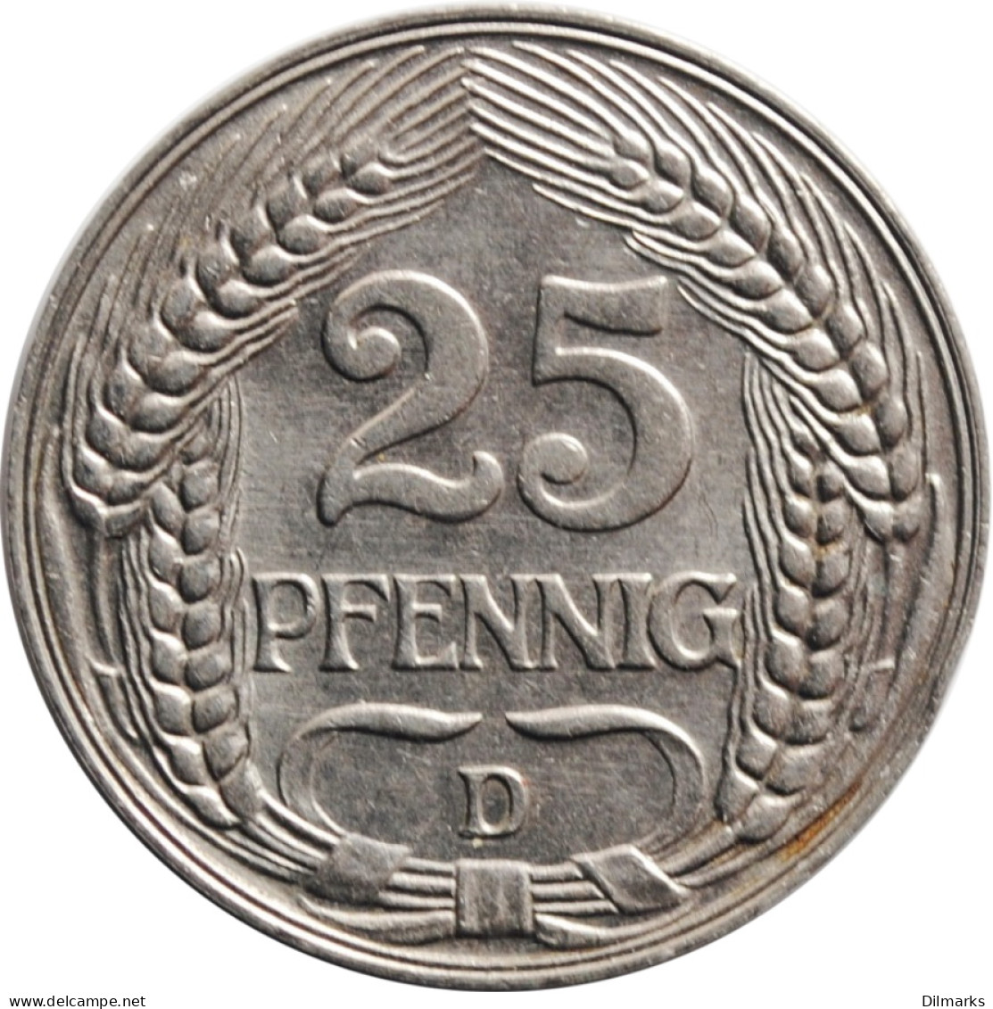 Germany 25 Pfennig 1911 D, XF, &quot;German Empire (1871 - 1922)&quot; - 2, 3 & 5 Mark Zilver