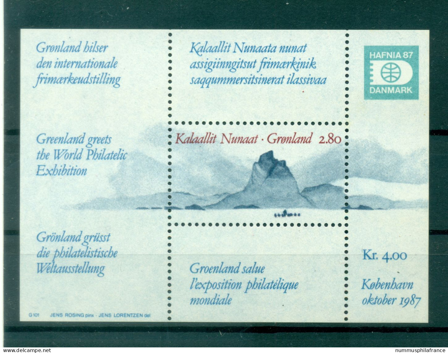Groenland   1987 - Y & T Bloc N. 2 - "Hafnia '87"  (Michel Bloc N. 2) - Bloques