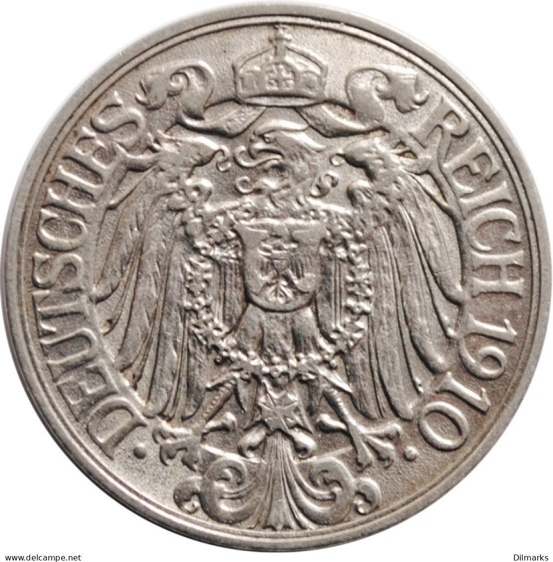 Germany 25 Pfennig 1910 E, XF, &quot;German Empire (1871 - 1922)&quot; - 2, 3 & 5 Mark Argent